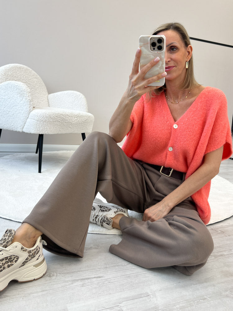 "Florida Vest" kuscheliger Cardigan mit Lana Wolle - coral