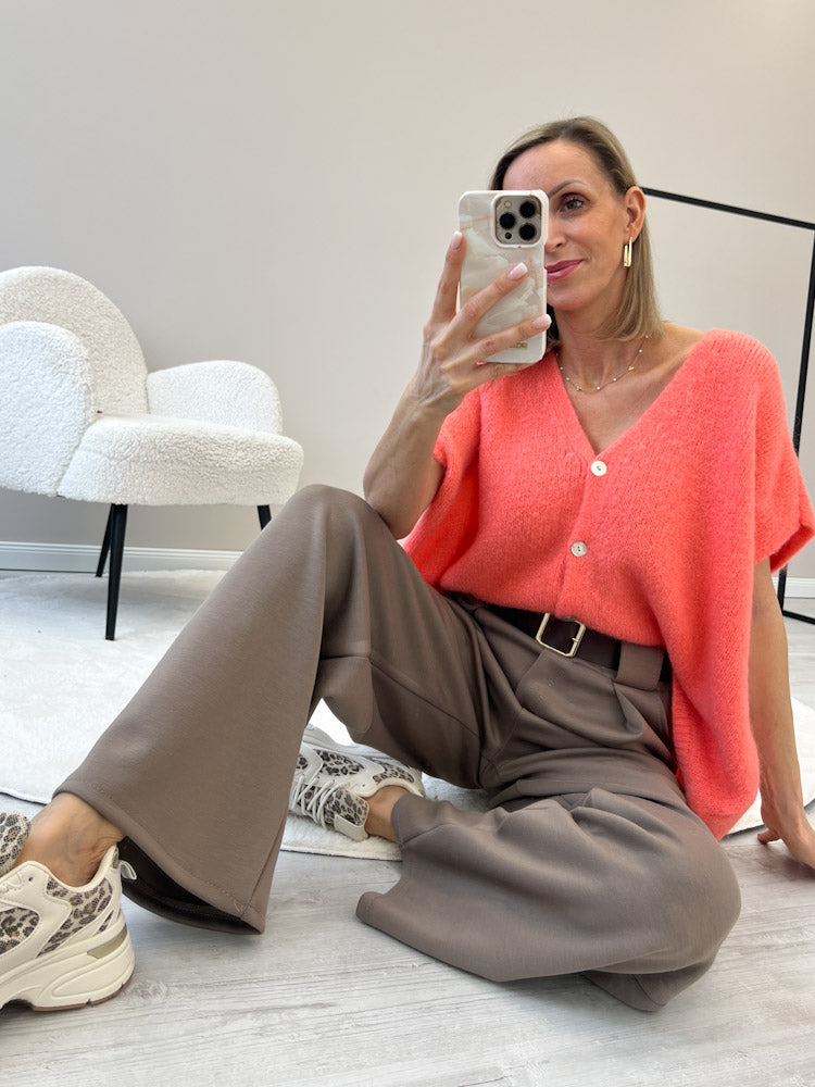"Florida Vest" kuscheliger Cardigan mit Lana Wolle - coral