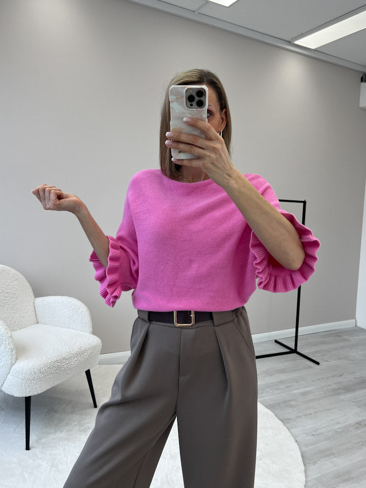 "Vicenza Volant" weicher Pullover mit Viscose - pink