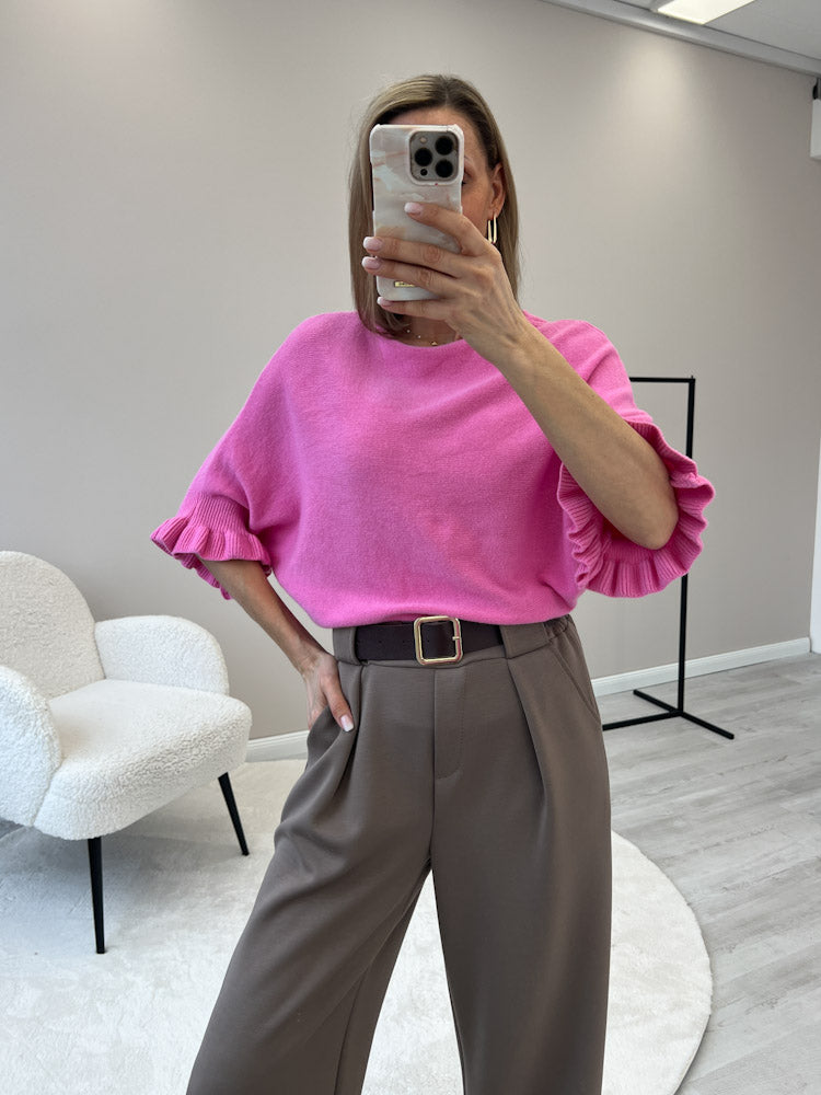 "Vicenza Volant" weicher Pullover mit Viscose - pink