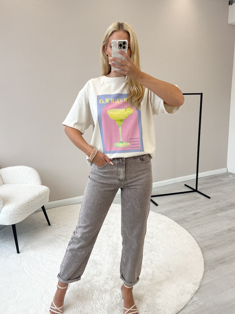 "Margarita" tolles Shirt mit Statement - beige