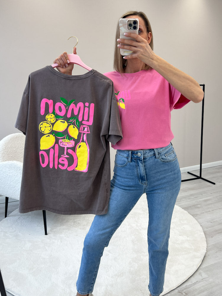 "Limon Cello" Shirt mit Statement - pink
