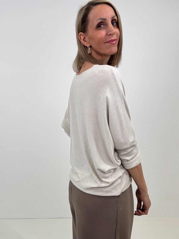 "Soft" weiches Longshirt aus Viscose & Lana Wolle - hellbeige