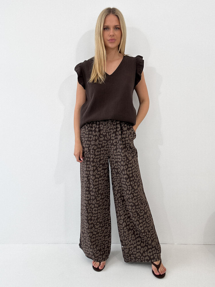 "Musselin Leo Pants" weiche Hose aus Baumwolle - braun/ mocca