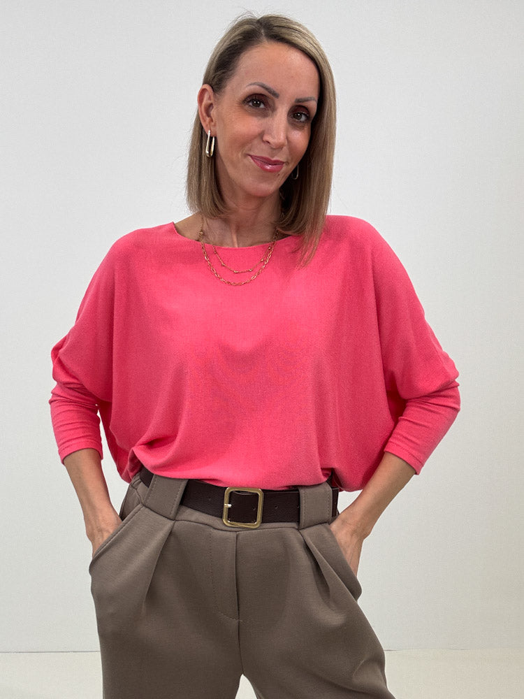 "Soft" weiches Longshirt aus Viscose & Wolle - coral