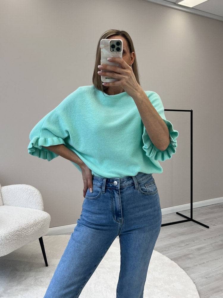 "Vicenza Volant" weicher Pullover mit Viscose - mint