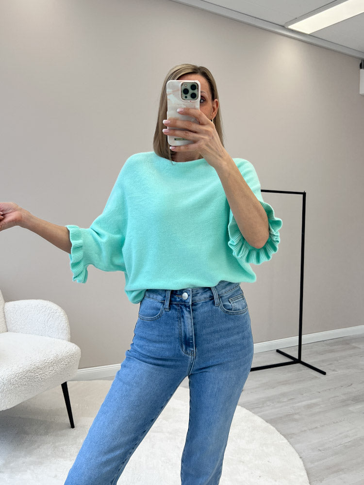"Vicenza Volant" weicher Pullover mit Viscose - mint