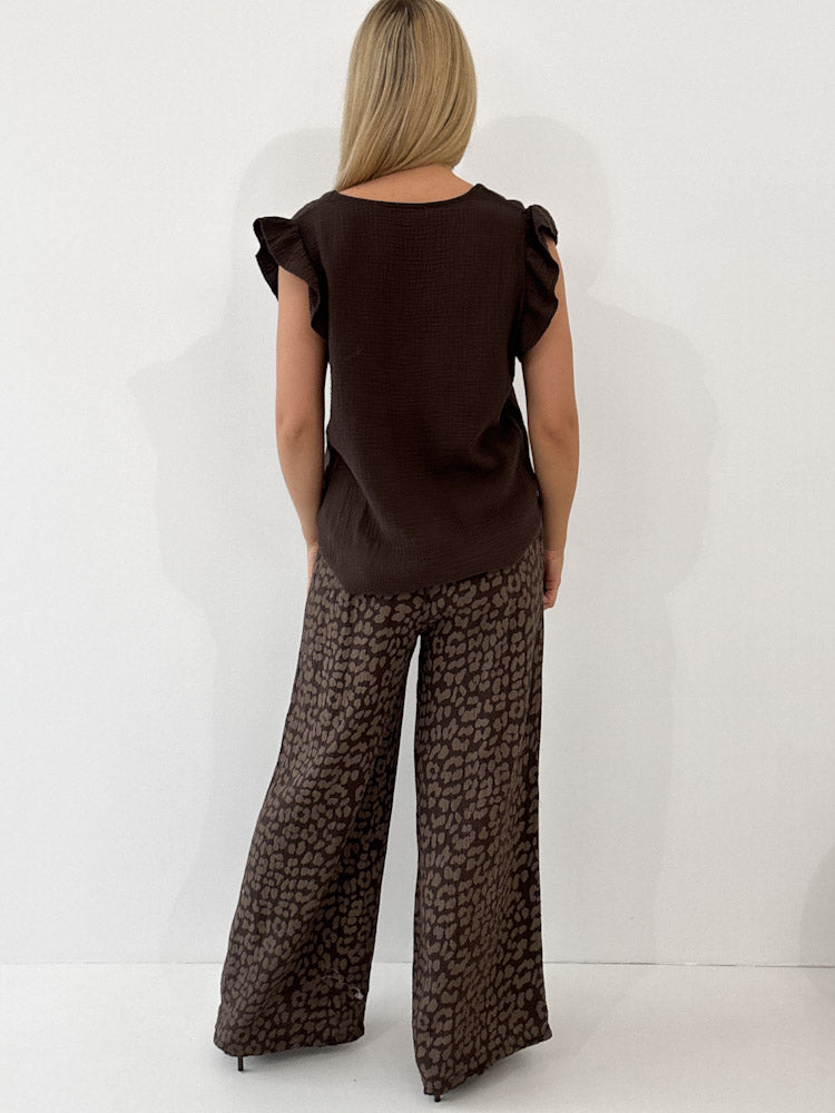 "Musselin Leo Pants" weiche Hose aus Baumwolle - braun/ mocca