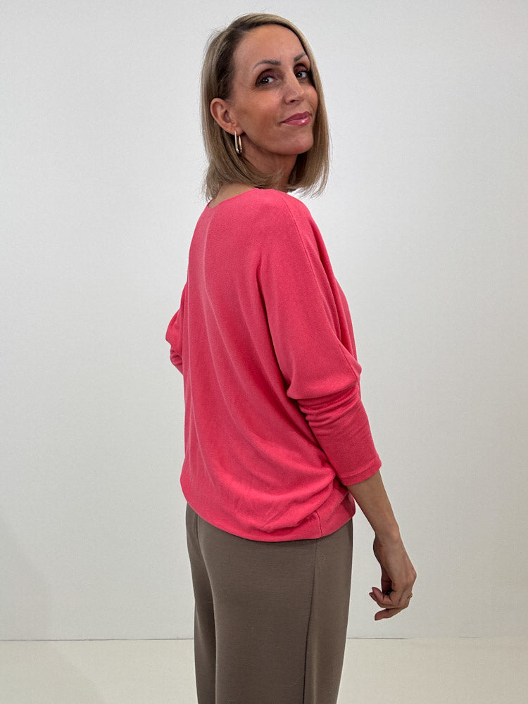 "Soft" weiches Longshirt aus Viscose & Wolle - coral