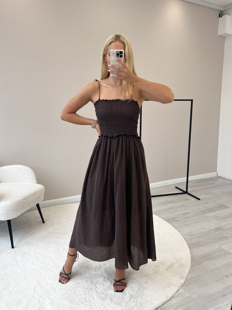 "Summer Breeze" - schönes Maxikleid aus Baumwolle - braun
