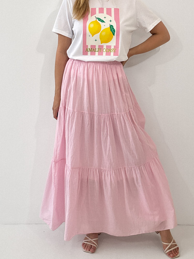 "Lune Skirt" langer Rock aus Baumwolle - rosa