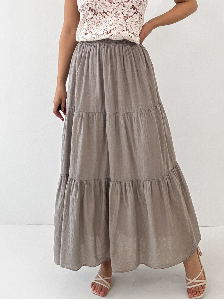 "Lune Skirt" langer Rock aus Baumwolle - mocca