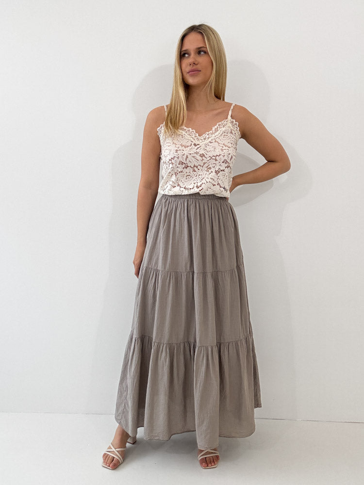 "Lune Skirt" langer Rock aus Baumwolle - mocca