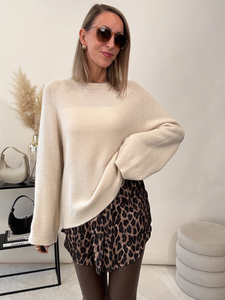 „Lana" kuscheliger Baby Alpaka Pullover - beige