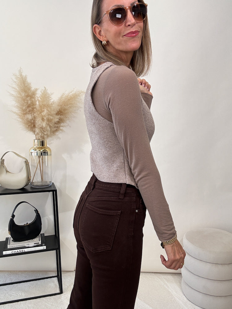 "Torino Vest" schicke Viskose Weste - mocca