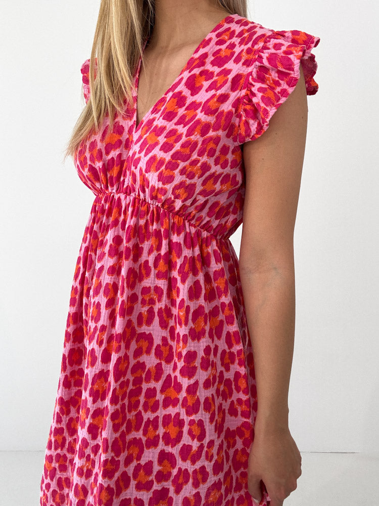 "Pianosa Leo Midi"- tolles Midikleid aus Musselin - pink/orange