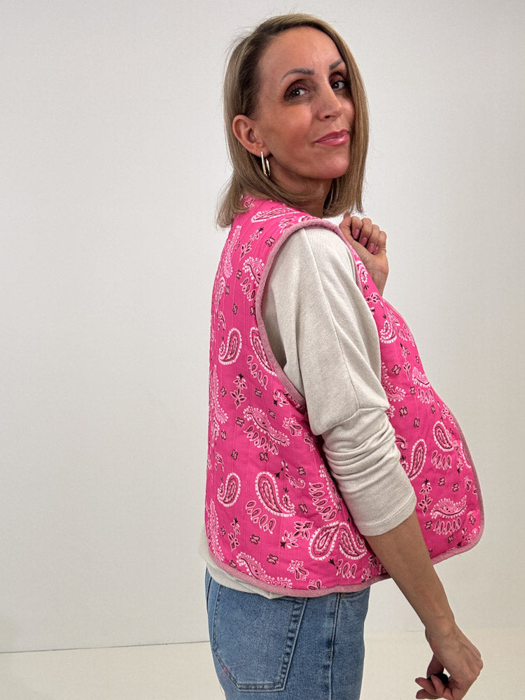 "Cutie Paisley" süße Teddy Weste mit Wendeoption - rosa