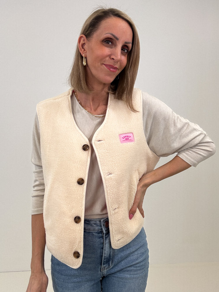 "Cutie Paisley" süße Teddy Weste mit Wendeoption - creme/ rosa