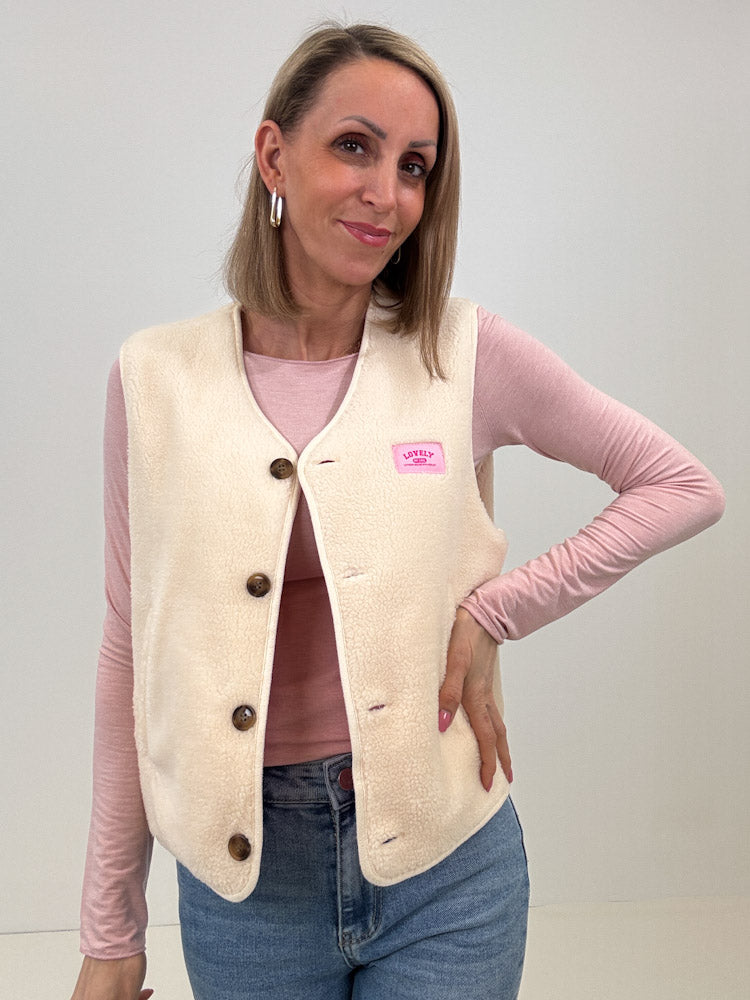 "Cutie Paisley" süße Teddy Weste mit Wendeoption - creme/ rosa