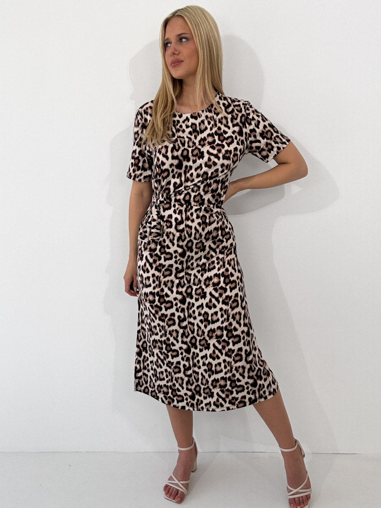 "Toscana Leo Long"- Kleid aus Viscose - beige