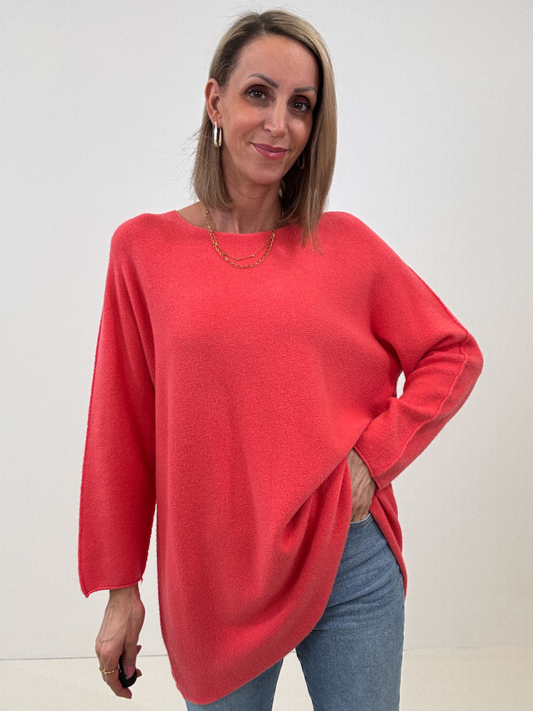 „Vicenza Long" weicher Pullover mit Viscose - coral