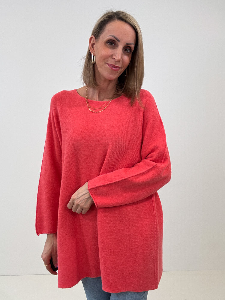 „Vicenza Long" weicher Pullover mit Viscose - coral
