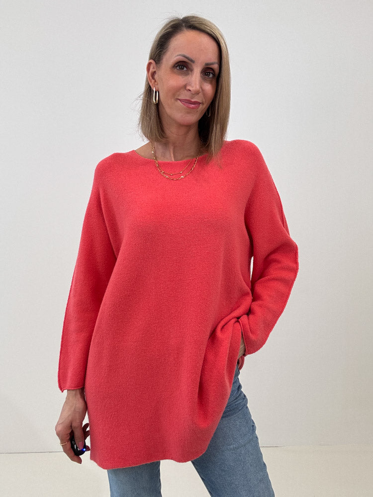 „Vicenza Long" weicher Pullover mit Viscose - coral