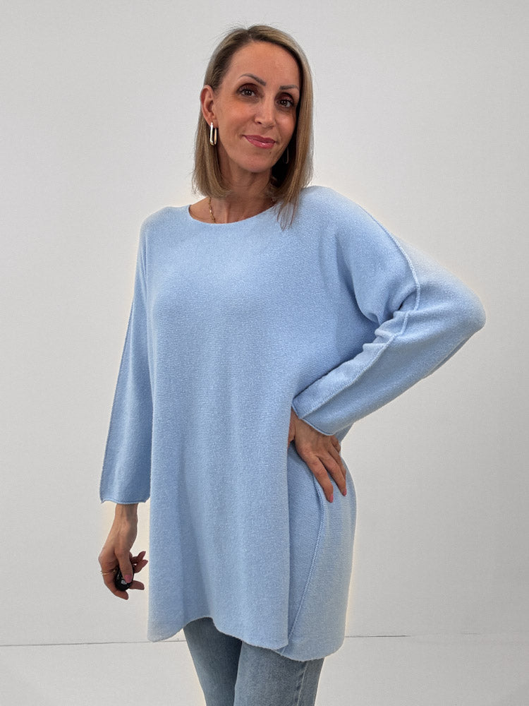 "Vicenza Long" weicher Pullover mit Viscose - Sky Blue