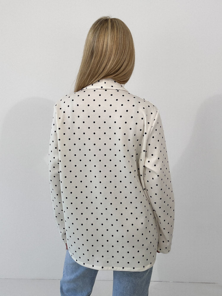 "Dot Chic" stylischer butterweicher Blazer - weiß/ schwarz
