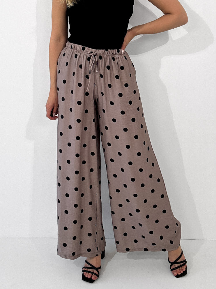 "Milano Dots" weiche Hose aus Viscose - mocca/schwarz