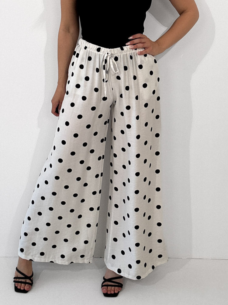 "Milano Dots" weiche Hose aus Viscose - weiß/schwarz