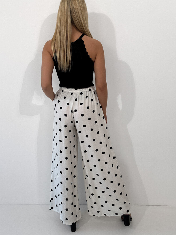 "Milano Dots" weiche Hose aus Viscose - weiß/schwarz