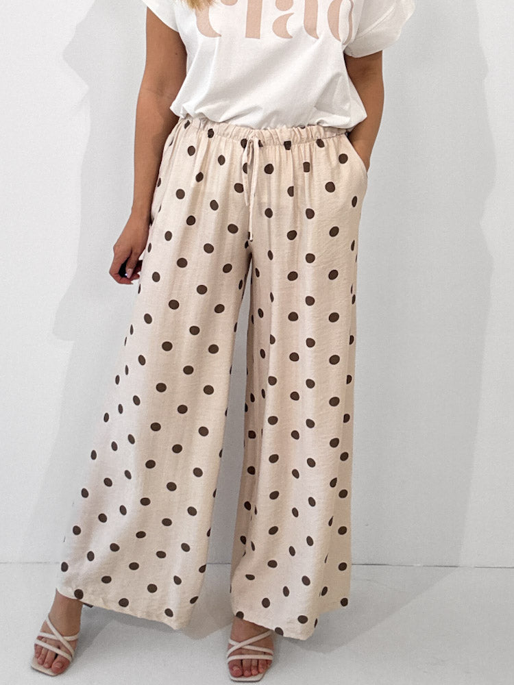 "Milano Dots" weiche Hose aus Viscose - beige/braun