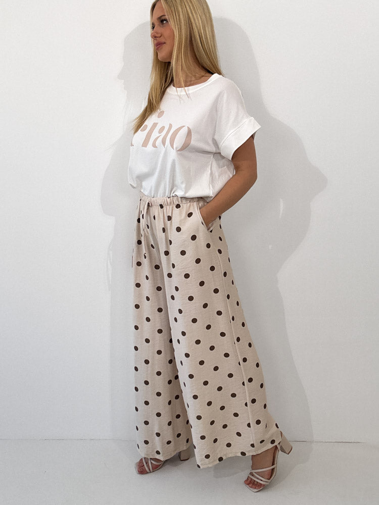 "Milano Dots" weiche Hose aus Viscose - beige/braun