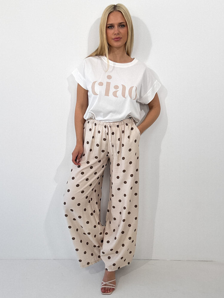 "Milano Dots" weiche Hose aus Viscose - beige/braun