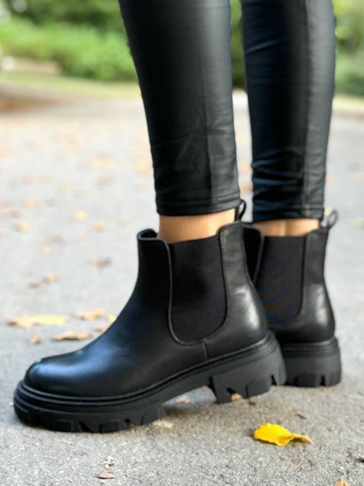 "Fresh" tiefer Chelsea Boots - schwarz