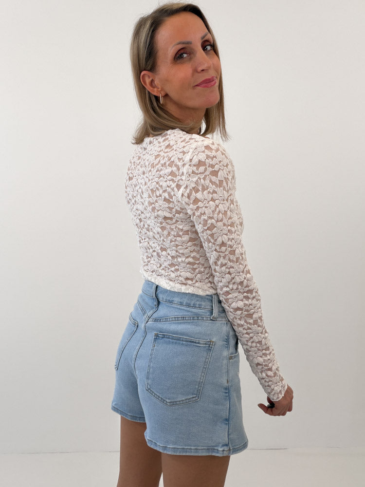 "Feral Lace" Shirt aus weicher Spitze - weiß