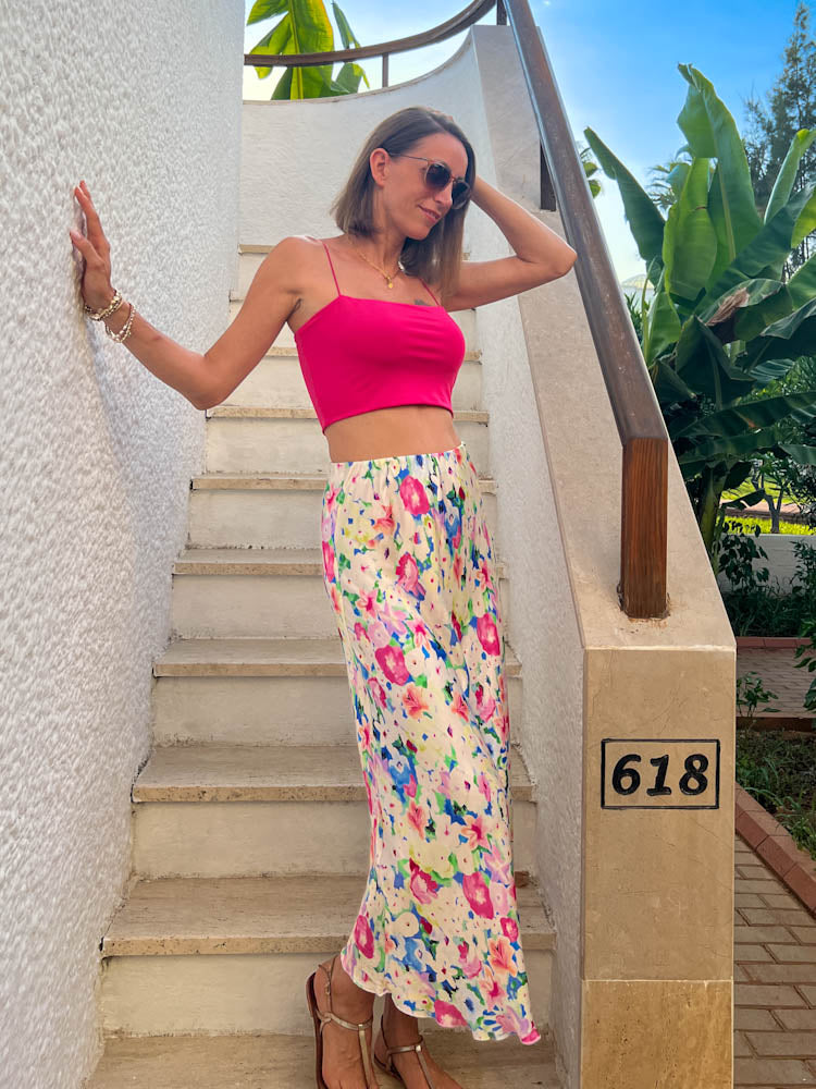 "Silky Flower Maxi" Rock aus Viskose - bunt