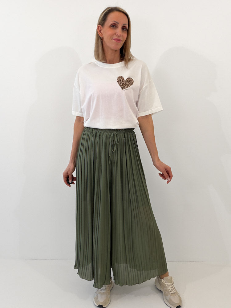 Culotte Plissee Hose - khaki