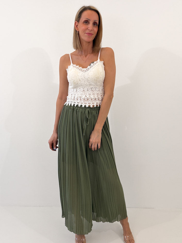 Culotte Plissee Hose - khaki