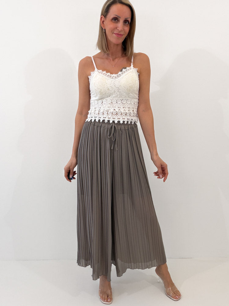 Plissee Culotte Hose - warmes grau