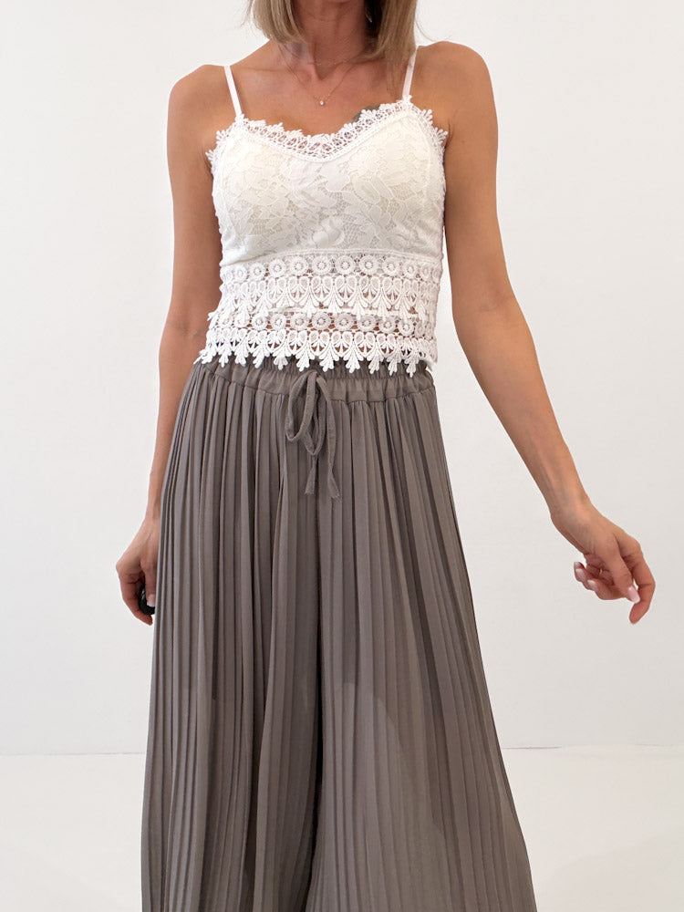 Plissee Culotte Hose - warmes grau