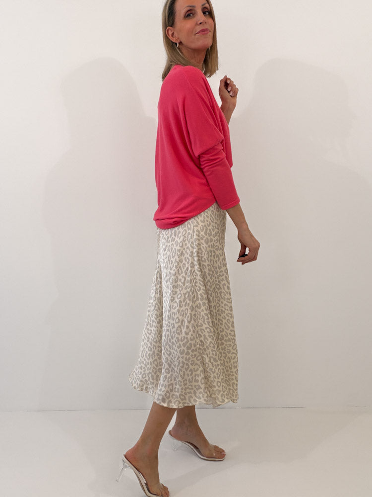 "Silky Leo Midi" Rock aus Viskose - grau