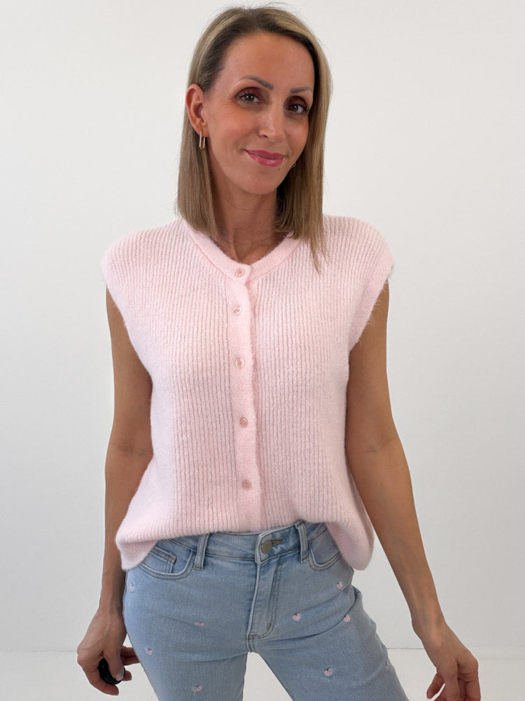 "Biella Vest" wunderschöne Strickweste aus Lana Wolle - puderrosa