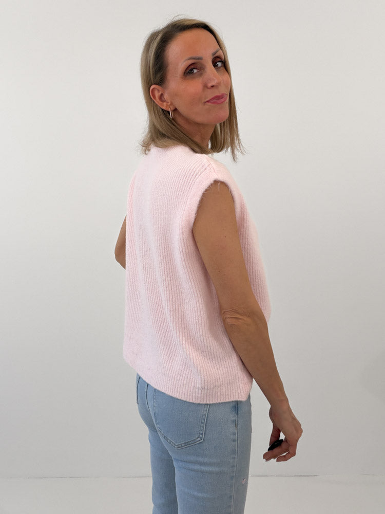 "Biella Vest" wunderschöne Strickweste aus Lana Wolle - puderrosa