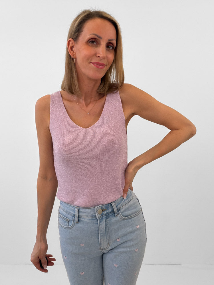 "Amy" weiches Glitzertop aus Viscose - lilac