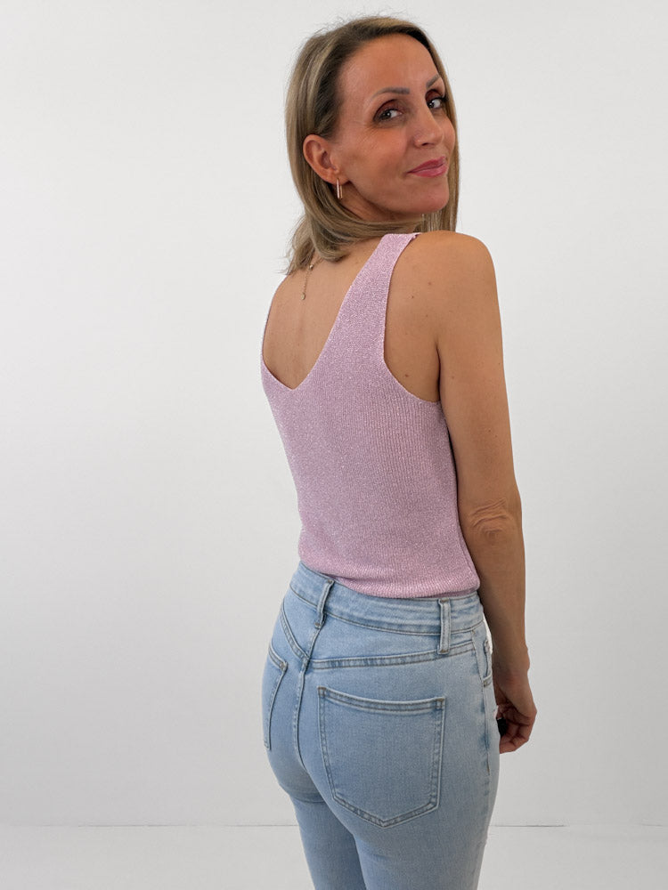 "Amy" weiches Glitzertop aus Viscose - lilac