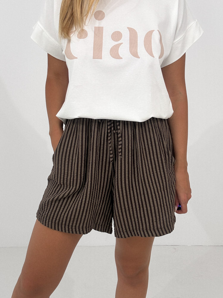 "Shorty Stripes" Short aus Musselin - braun/mocca