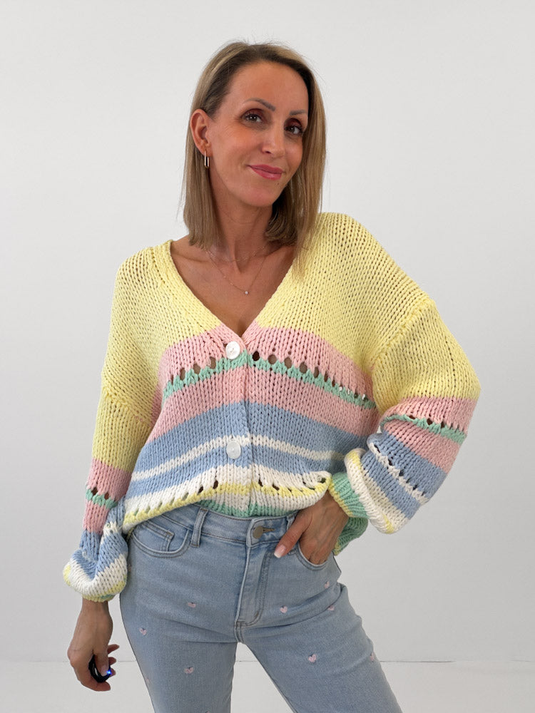 "New Noli" weicher Strickcardigan aus Baumwolle & Viscose- bunt