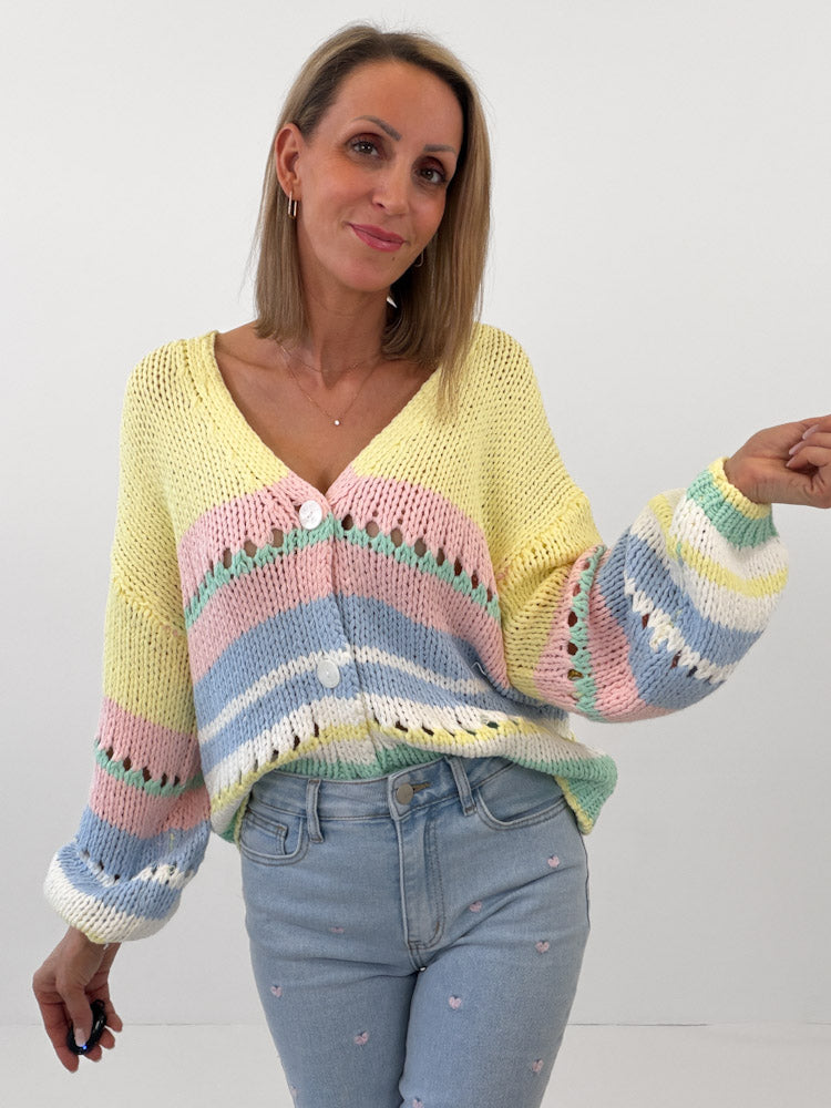"New Noli" weicher Strickcardigan aus Baumwolle & Viscose- bunt